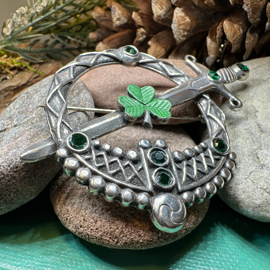 Large Irish Shamrock Shield Kilt Pin
