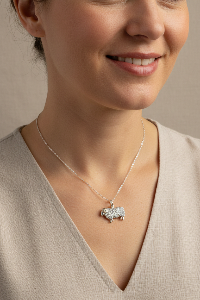 Marigold Sheep Necklace for Women - Handmade in Scotland