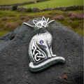 Salem Celtic Cat Necklace in Sterling Silver