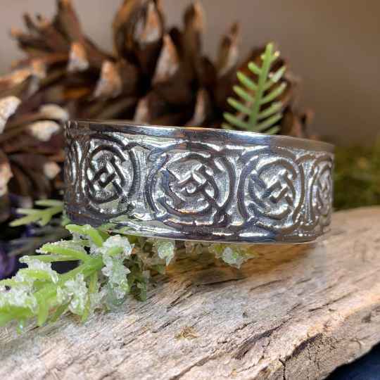 Celtic Knot Pewter Cuff Bracelet - Handmade in Scotland