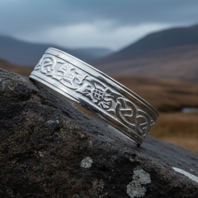 Thistle Pewter Cuff Bracelet - Handmade in Scotland