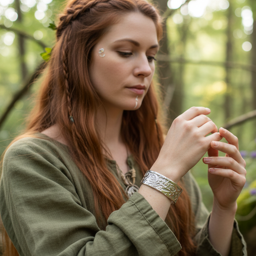 Celtic Mackintosh Flower Cuff Bracelet - Handmade in Scotland