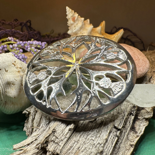 Scottish Thistle Pewter Brooch - Handmade in Scotland