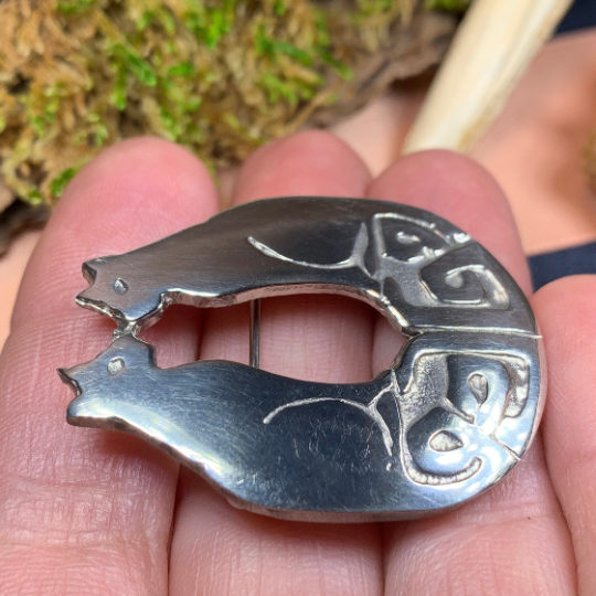 Celtic Cats Brooch - Handmade in Scotland