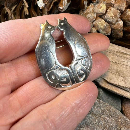 Celtic Cats Brooch - Handmade in Scotland