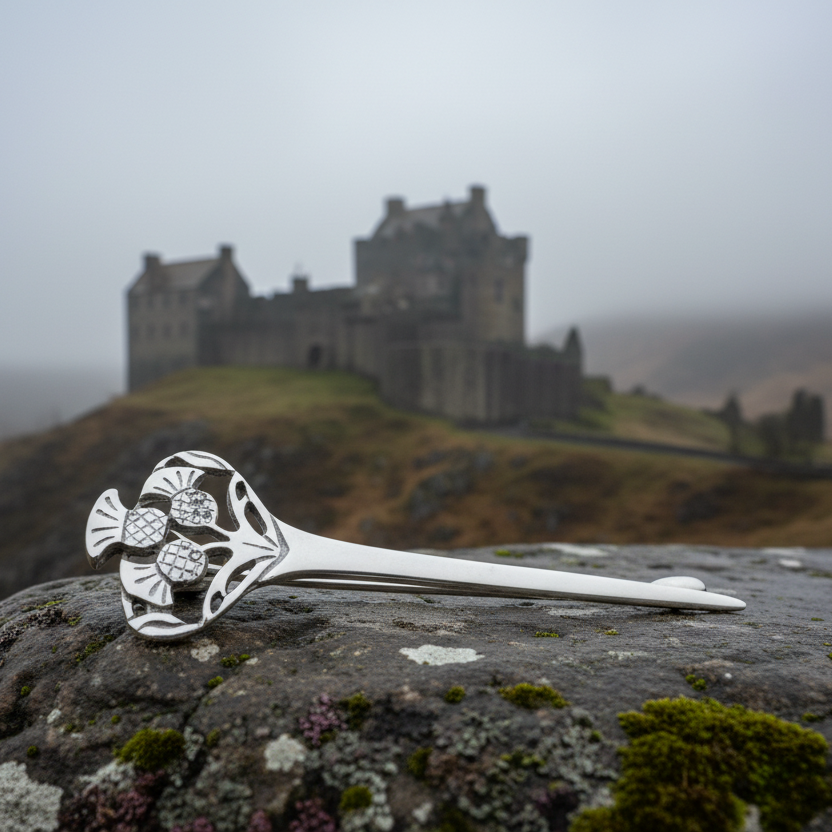 Euan Thistle Sprig Kilt Pin - Handmade in Scotland