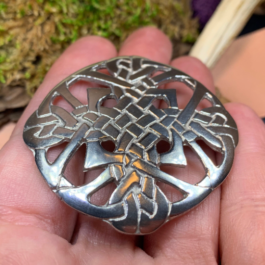 Pewter Celtic Cross Brooch - Handmade in Scotland