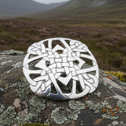 Pewter Celtic Cross Brooch - Handmade in Scotland
