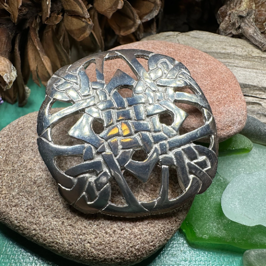 Pewter Celtic Cross Brooch - Handmade in Scotland