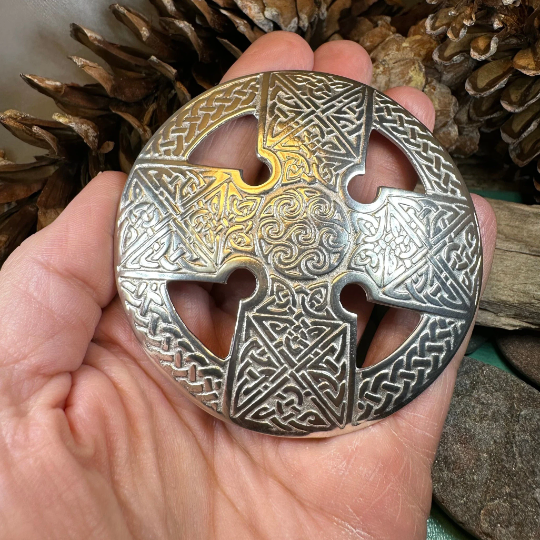 Bold Celtic Cross Brooch - Handmade in Scotland
