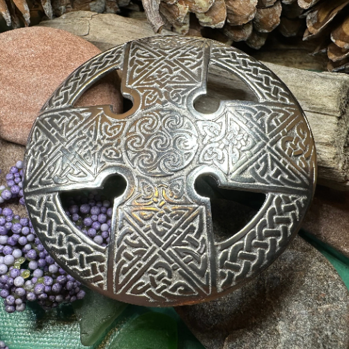 Bold Celtic Cross Brooch - Handmade in Scotland