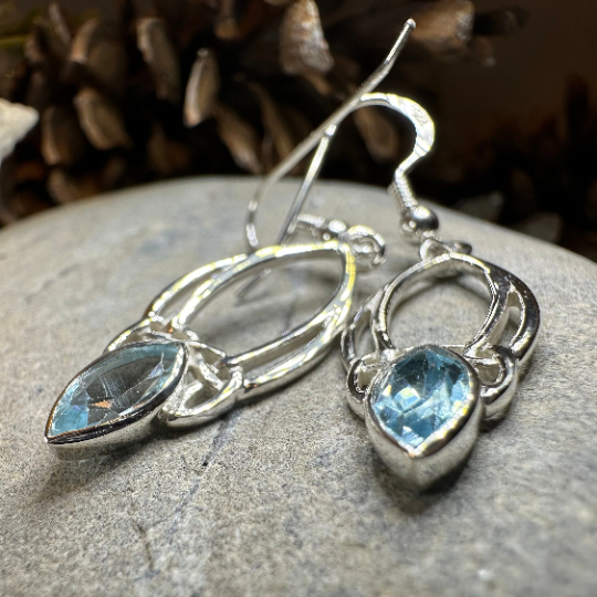 Ania Celtic Trinity Knot Blue Topaz Earrings