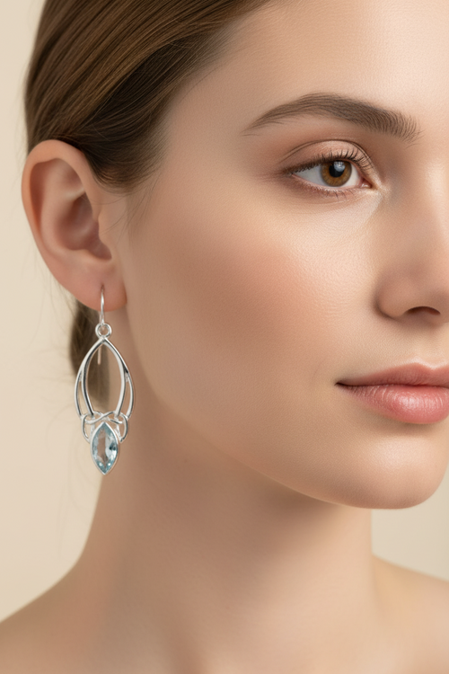 Ania Celtic Trinity Knot Blue Topaz Earrings
