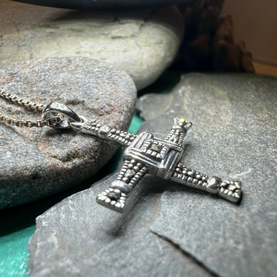 Marcasite Irish Saint Brigid's Cross Necklace
