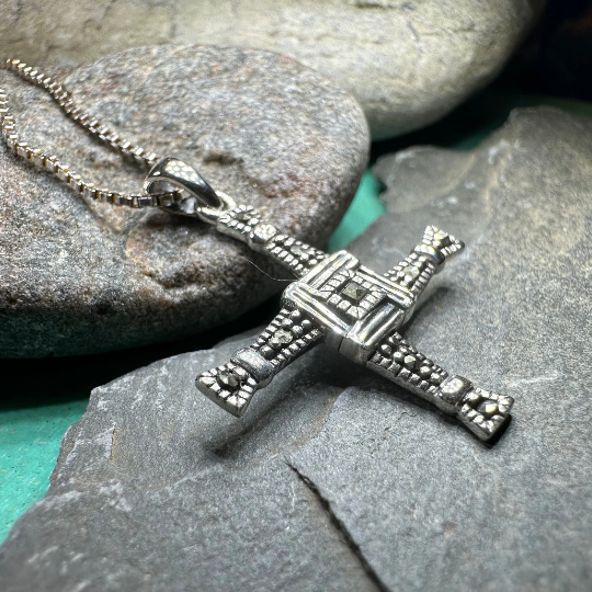 Marcasite Irish Saint Brigid's Cross Necklace