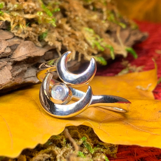 Double Crescent Moon Ring in Sterling Silver