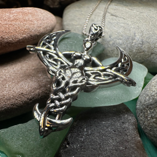 Celtic Moon Goddess Necklace in Sterling Silver