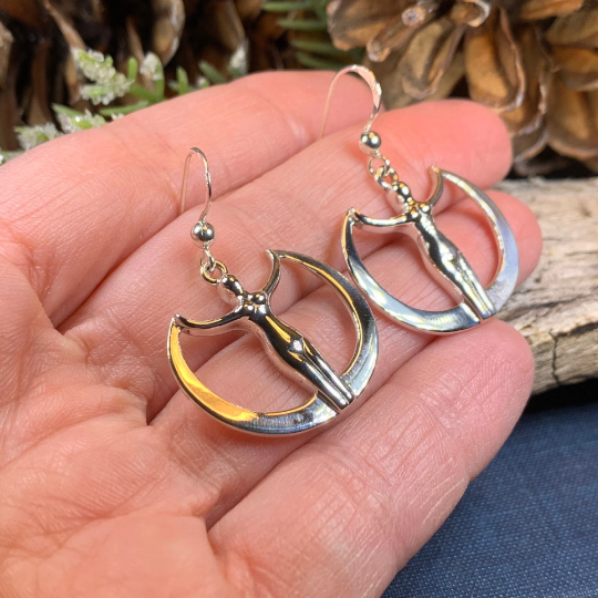 Astra Star Goddess Crescent Moon Earrings