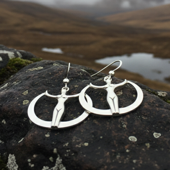 Astra Star Goddess Crescent Moon Earrings