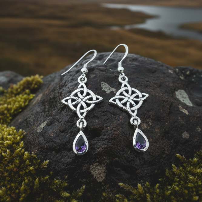Quaternary Celtic Knot Earrings in Sterling Silver