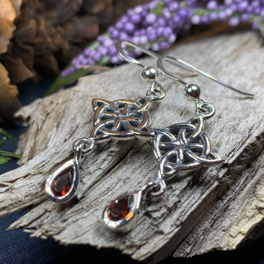 Quaternary Celtic Knot Earrings in Sterling Silver