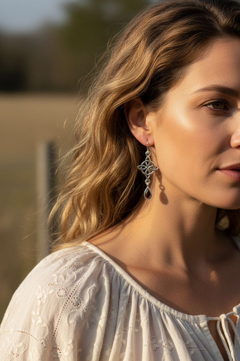 Quaternary Celtic Knot Earrings in Sterling Silver