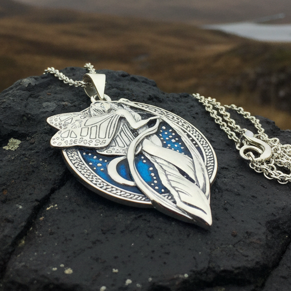 Blue Moon Fairy Necklace in Sterling Silver