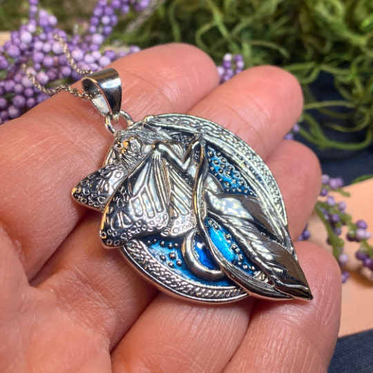 Blue Moon Fairy Necklace in Sterling Silver