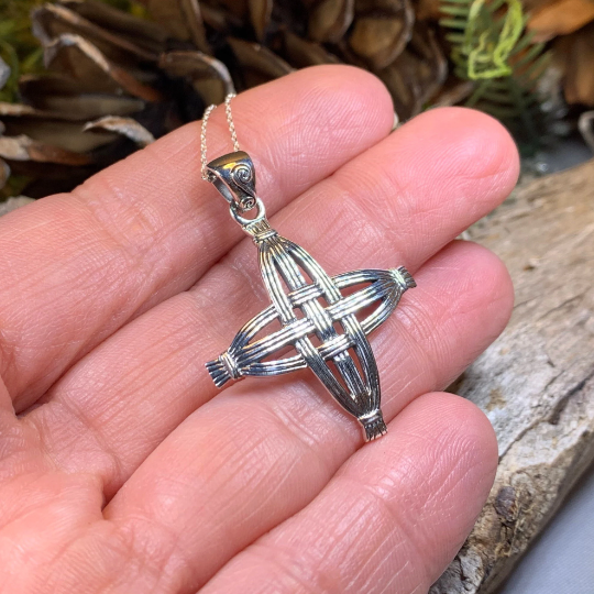 Protection Irish St. Brigid's Cross Necklace in Sterling Silver