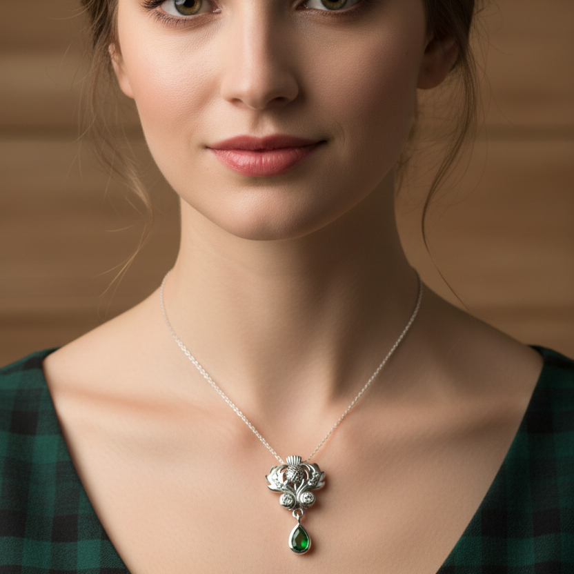 Scottish Aberdeen Thistle Necklace in Sterling Silver