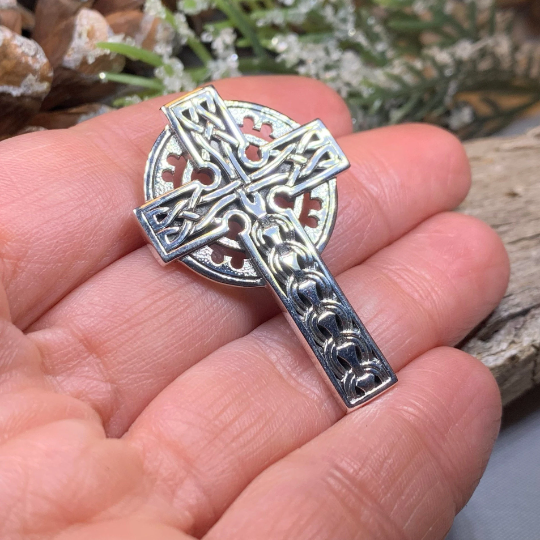 Braddan Scottish Celtic Cross Necklace in Sterling Silver