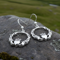 Elegant Irish Claddagh Earrings in Sterling Silver