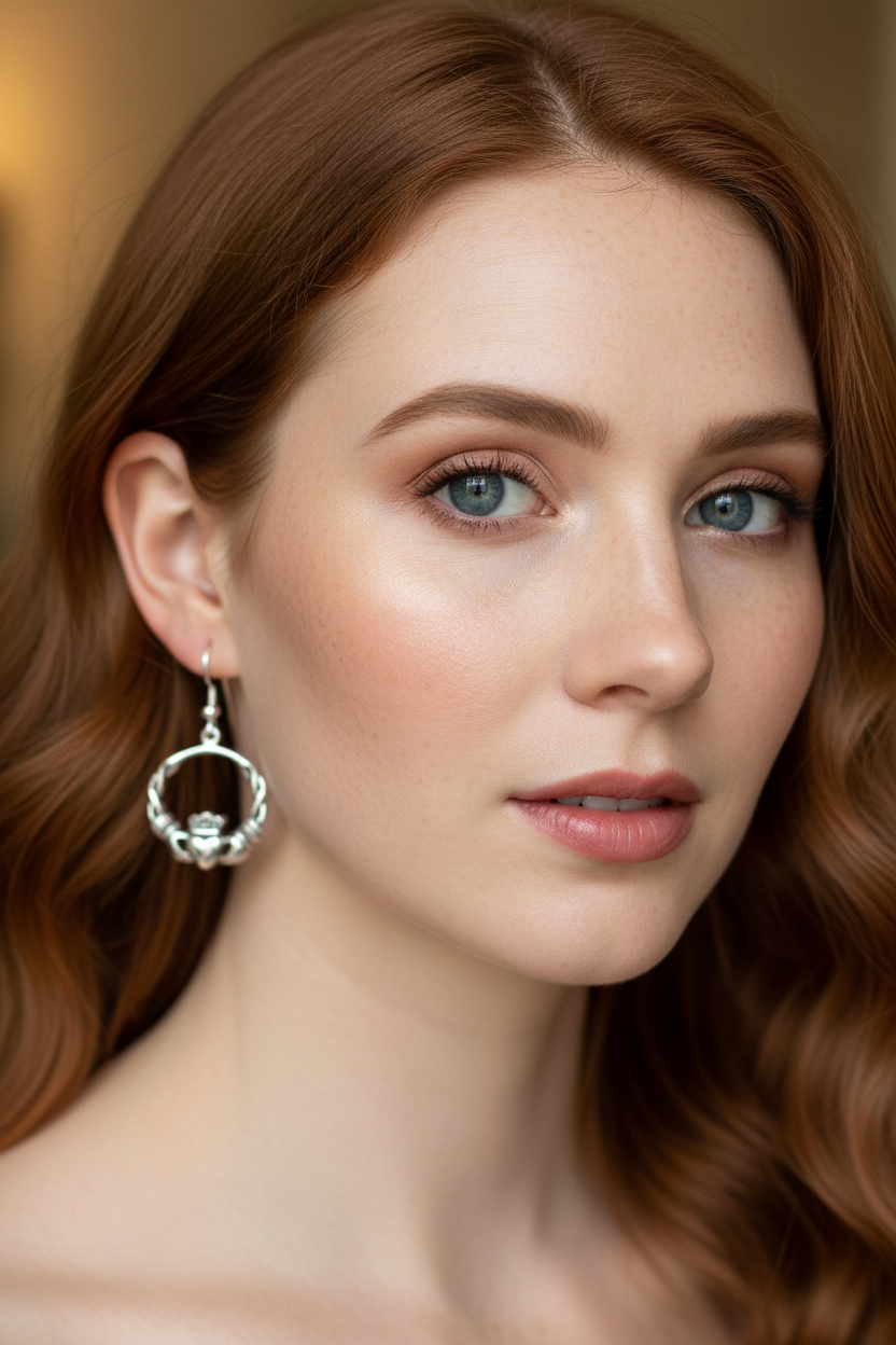 Elegant Irish Claddagh Earrings in Sterling Silver