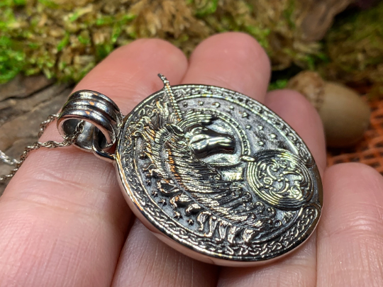 Celtic Unicorn Necklace in Sterling Silver
