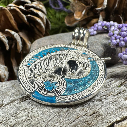 Celtic Unicorn Necklace in Sterling Silver