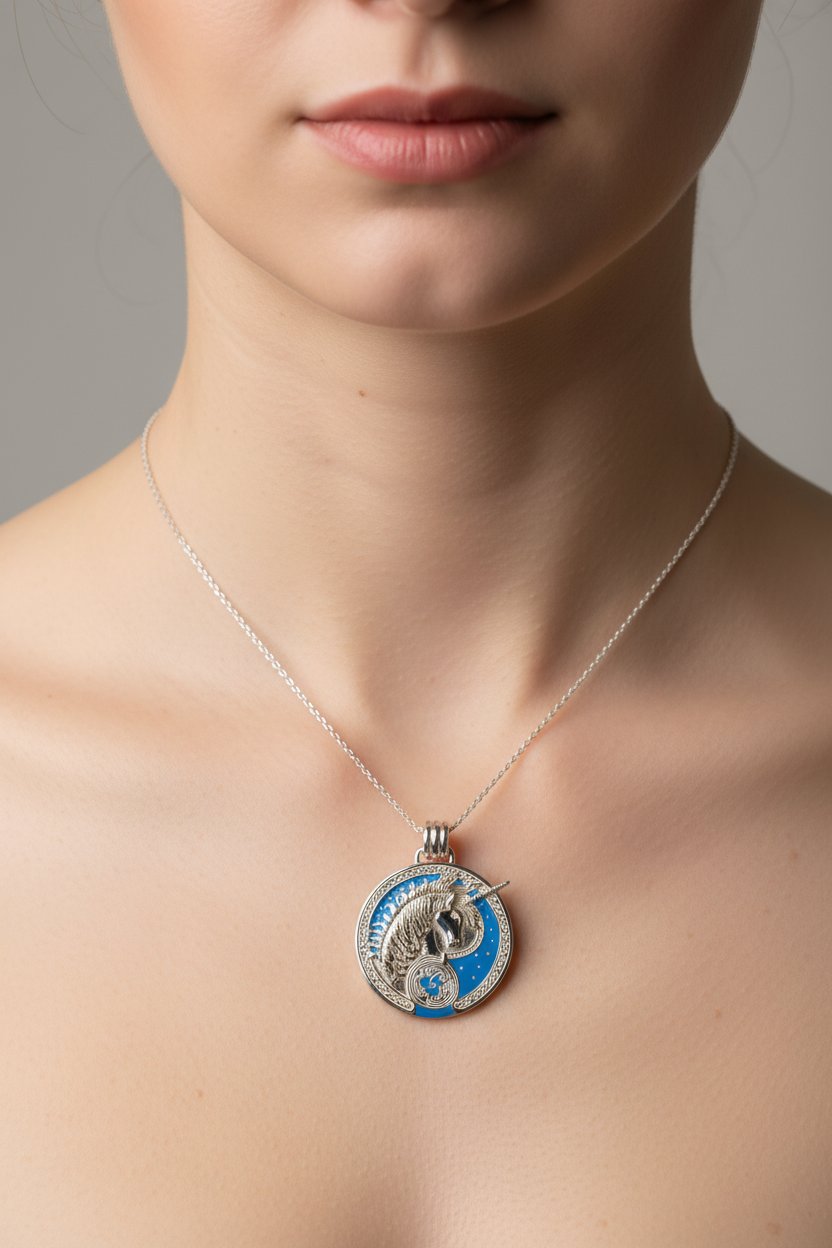 Celtic Unicorn Necklace in Sterling Silver