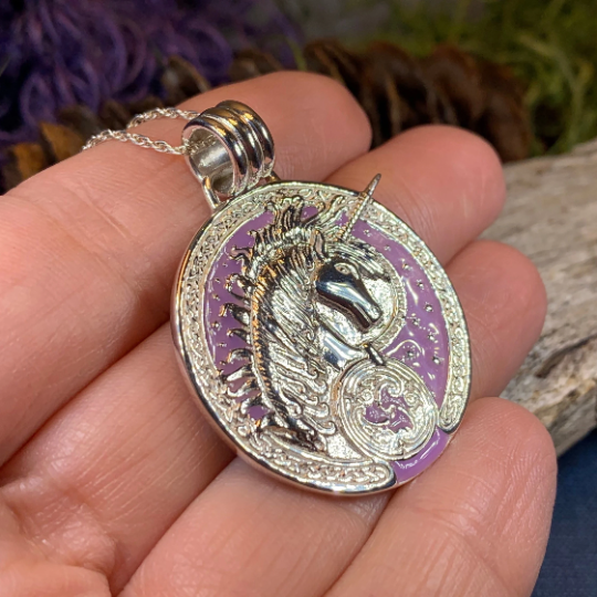 Celtic Unicorn Necklace in Sterling Silver
