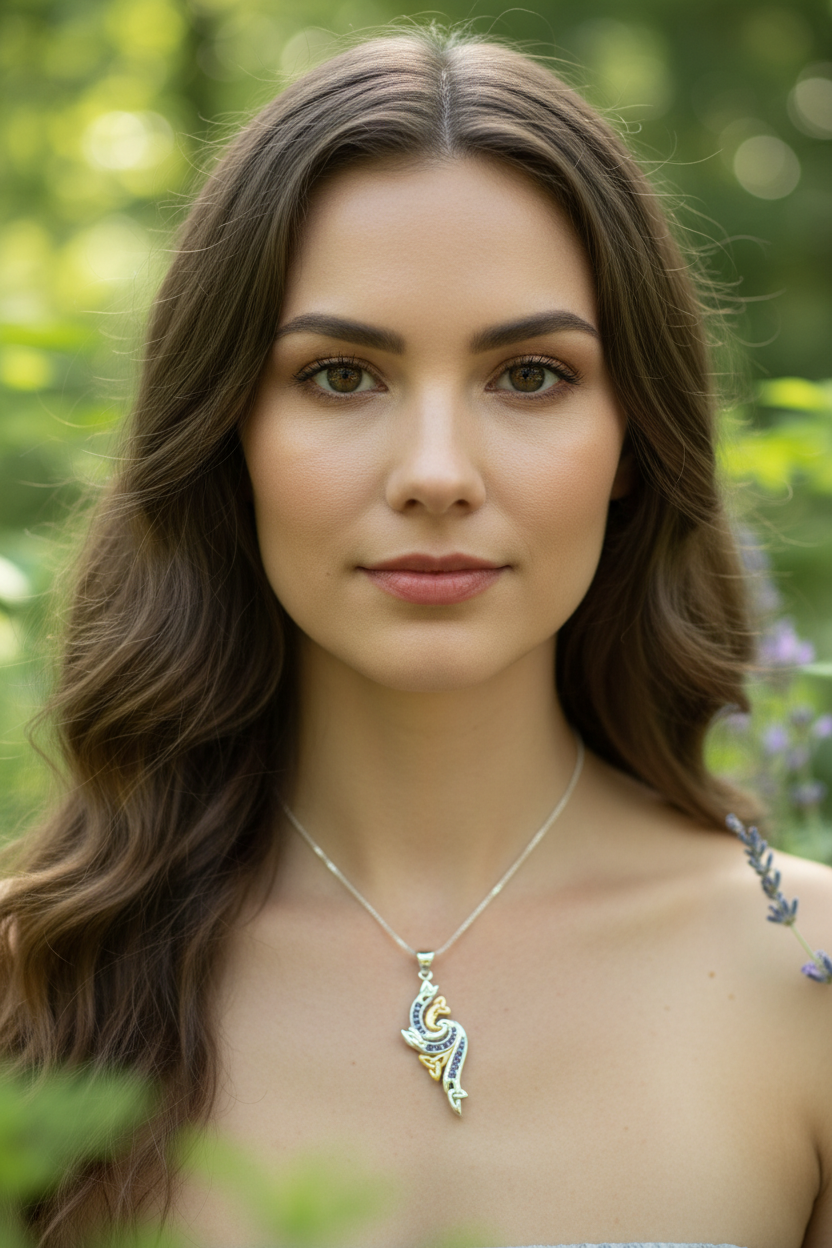 Mystic Trinity Knot Amethyst Necklace in Sterling Silver