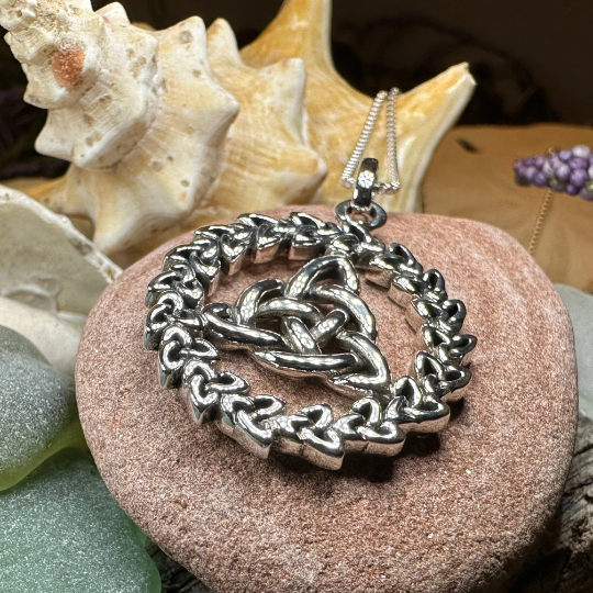Evadne Trinity Knot Necklace in Sterling Silver