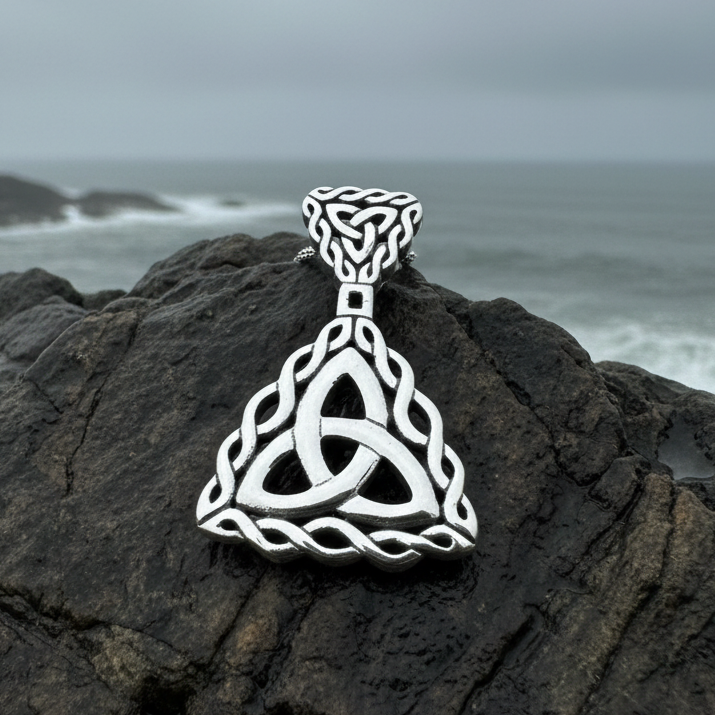 Naomh Celtic Trinity Knot Necklace in Sterling Silver