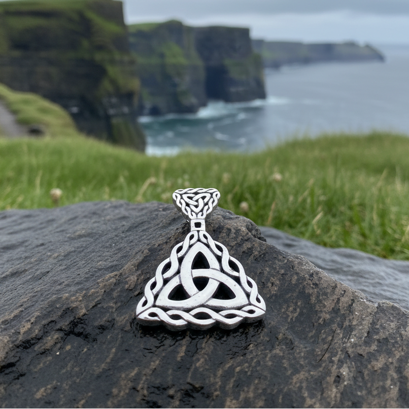 Naomh Celtic Trinity Knot Necklace in Sterling Silver