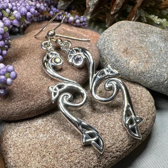 Graceful Celtic Trinity Knot Earrings in Sterling Silver