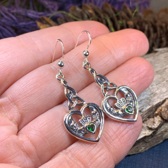 Careena Irish Claddagh Earrings in Sterling Silver