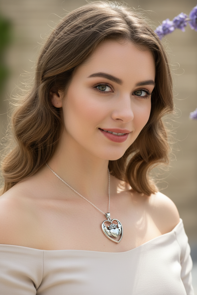 Celestial Moon Claddagh Necklace