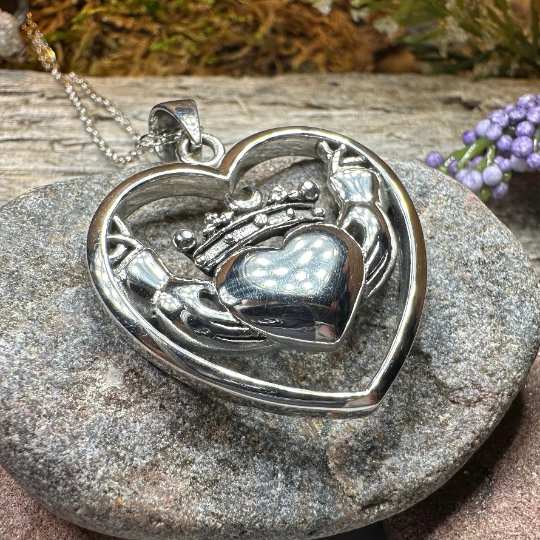 Celestial Moon Claddagh Necklace