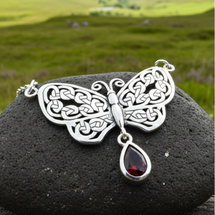 Meadow Celtic Butterfly Necklace in Sterling Silver