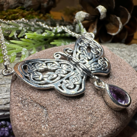 Meadow Celtic Butterfly Necklace in Sterling Silver