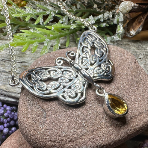 Meadow Celtic Butterfly Necklace in Sterling Silver