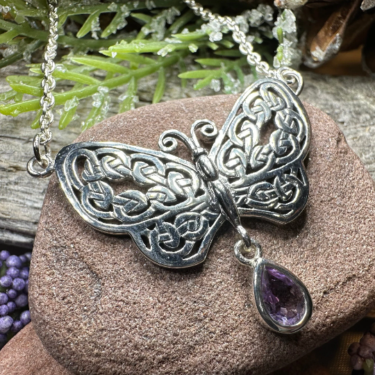Meadow Celtic Butterfly Necklace in Sterling Silver