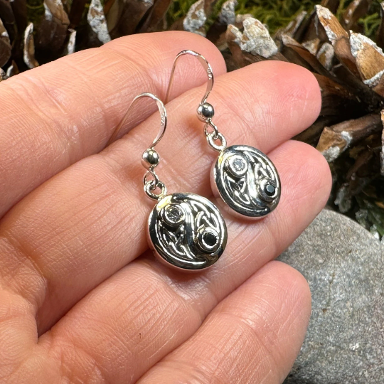 Celtic Yin Yang Earrings in Sterling Silver